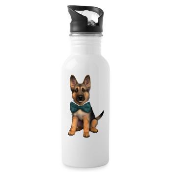 Berger Allemand Chien Chiot Costume Propriétaire Chien - Gourde avec paille intégrée - blanc - Droite