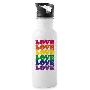 Love Love Love - Trinkflasche mit integriertem Trinkhalm - Weiß - Rechts