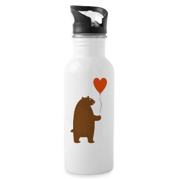 Wildtiere - Trinkflasche mit integriertem Trinkhalm - Weiß - Rechts