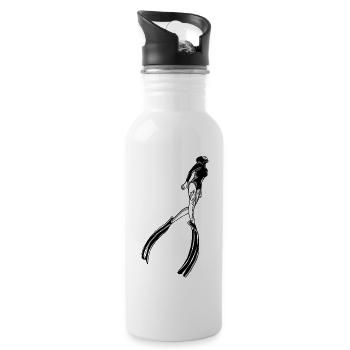 Free dive woman with fins - Water bottle with straw - white - Right