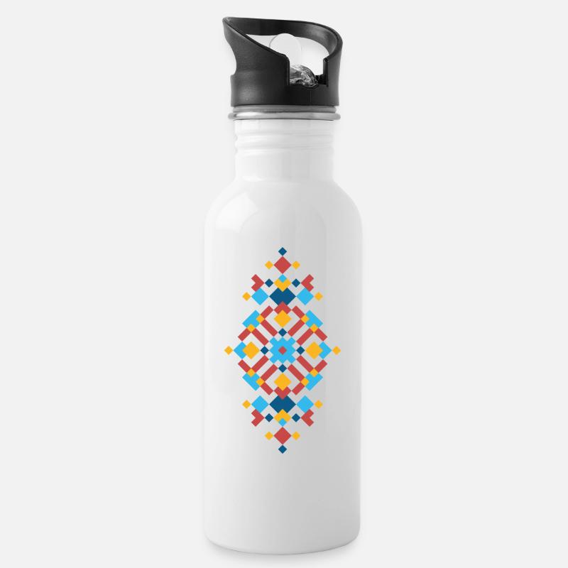 Motif Kabyle Amazigh - Gourde avec paille intégrée - blanc
