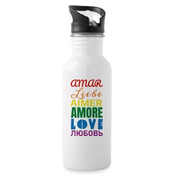 Love Rainbow Languages - Water bottle with straw - white - Right