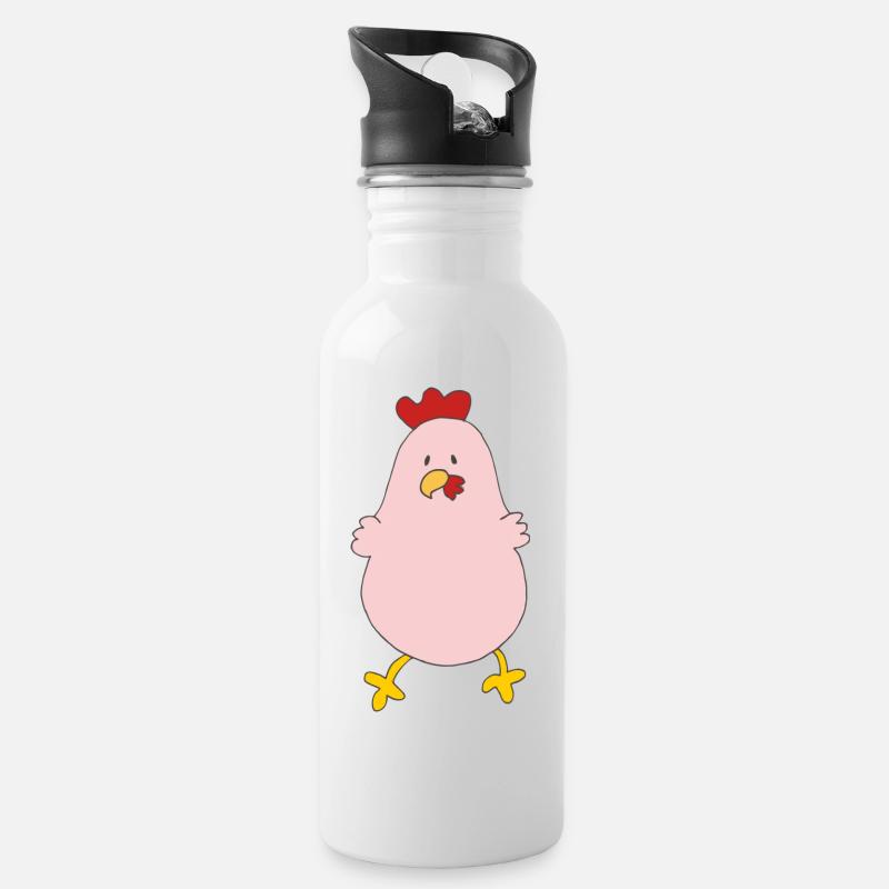Poulet Rose - Gourde avec paille intégrée - blanc