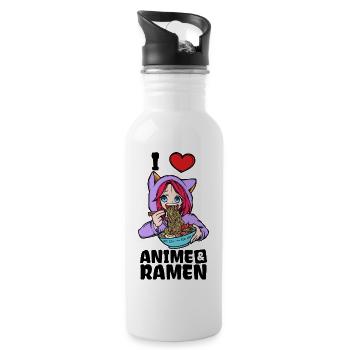 I Love Anime Ramen Heart Manga Japan Animation - Water bottle with straw - white - Right