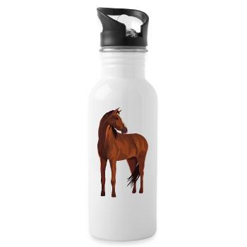 Elegantes Pferdeportrait für Stärke Frauen - Trinkflasche mit integriertem Trinkhalm - Weiß - Rechts
