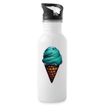Creamy ice cream in his Cornet - Water bottle with straw - white - Right