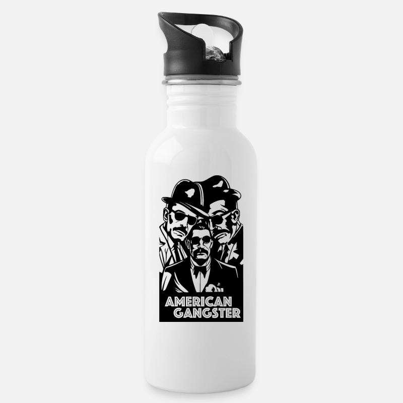 VALEEWEAR- American Gangster - Trinkflasche mit integriertem Trinkhalm - Weiß