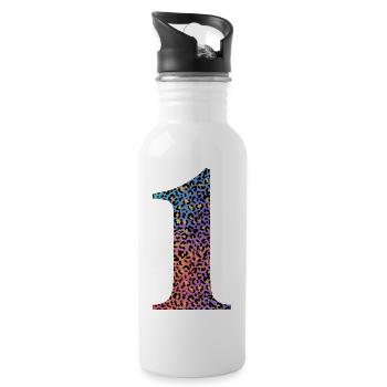 1. Geburtstag Leopard - Trinkflasche mit integriertem Trinkhalm - Weiß - Rechts