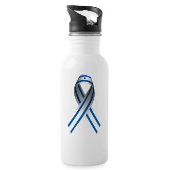 Israel Friedenszeichen Schleife - Trinkflasche mit integriertem Trinkhalm - Weiß - Rechts