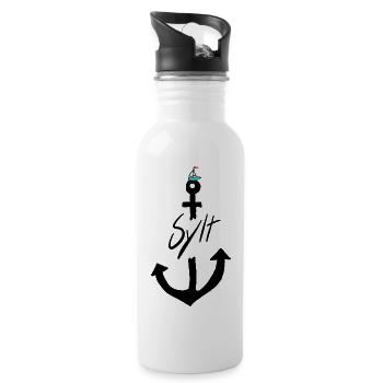 Sylt segeln - Trinkflasche mit integriertem Trinkhalm - Weiß - Rechts