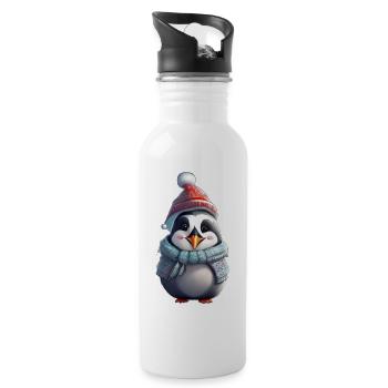 Festlicher Pinguin-Feiertag - Trinkflasche mit integriertem Trinkhalm - Weiß - Rechts