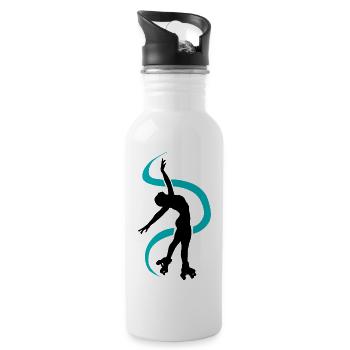 Silhouette patineuse quad danse - Gourde avec paille intégrée - blanc - Droite