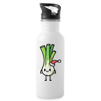 Kawaii leek with santa hat - Water bottle with straw - white - Right
