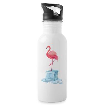 Exotic Ice Bath Flamingo Winter Swimming Ice Bath - Water bottle with straw - white - Right