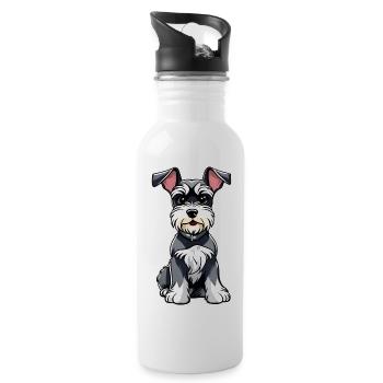 Cute little schnauzer dog - Water bottle with straw - white - Right