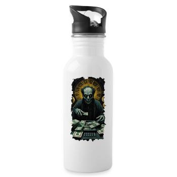 666moneyzombie No.1 - Trinkflasche mit integriertem Trinkhalm - Weiß - Rechts