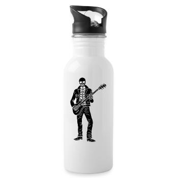 Gitarrist Skeleton (Schwarz) - Trinkflasche mit integriertem Trinkhalm - Weiß - Rechts