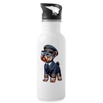 Yorkshire Terrier Pilot - Trinkflasche mit integriertem Trinkhalm - Weiß - Rechts
