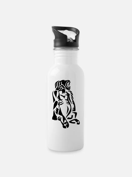 Gorilla - Trinkflasche mit integriertem Trinkhalm - Weiß