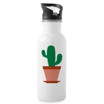 Kaktus - Trinkflasche mit integriertem Trinkhalm - Weiß - Rechts