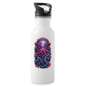 Kraken Gothic Occult Pastel Streetwear - Water bottle with straw - white - Right