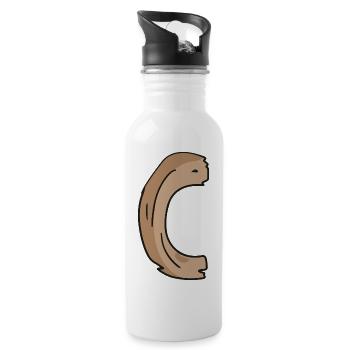 Letter C Wood Wooden Letter Name - Water bottle with straw - white - Right