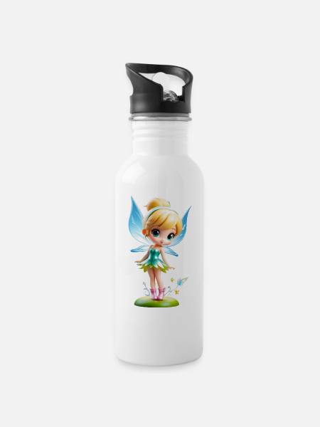 Kleine Fee 2 - Trinkflasche mit integriertem Trinkhalm - Weiß