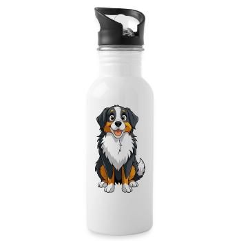 Bernese Mountain Dog Toast Art - Water bottle with straw - white - Right