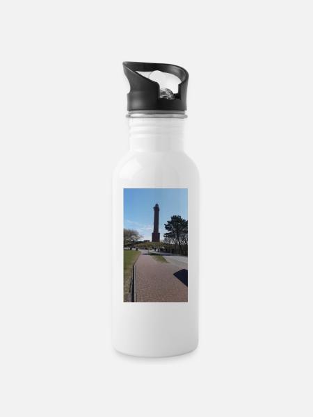 Norderney - Trinkflasche mit integriertem Trinkhalm - Weiß