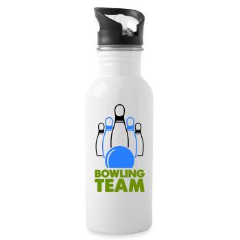 bowling team1 - Trinkflasche mit integriertem Trinkhalm - Weiß - Rechts