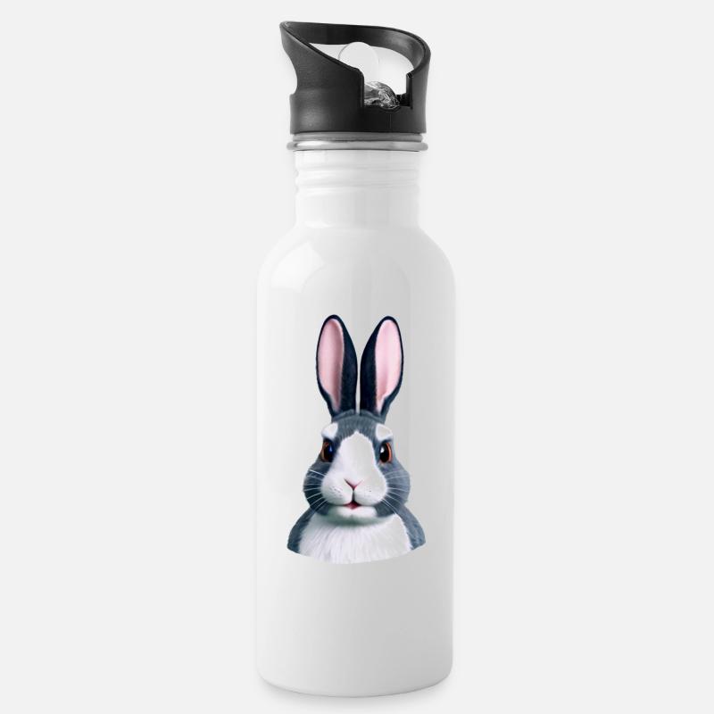 Lapin - Pas seulement à Pâques - Gourde avec paille intégrée - blanc
