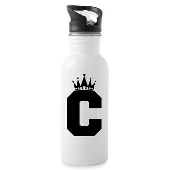 buchstabe C Krone - Trinkflasche mit integriertem Trinkhalm - Weiß - Rechts