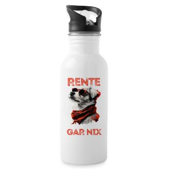 Ich bin in Rente ich muss garnix lustiges Pension - Trinkflasche mit integriertem Trinkhalm - Weiß - Rechts