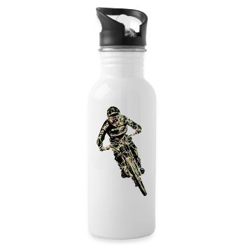 MTB-Abfahrt - Trinkflasche mit integriertem Trinkhalm - Weiß - Rechts