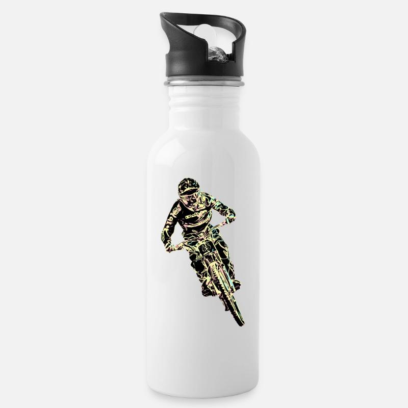 MTB-Abfahrt - Trinkflasche mit integriertem Trinkhalm - Weiß