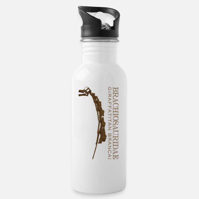 Giraffatitan Brancai Brachiosauridae brown - Trinkflasche mit integriertem Trinkhalm - Weiß