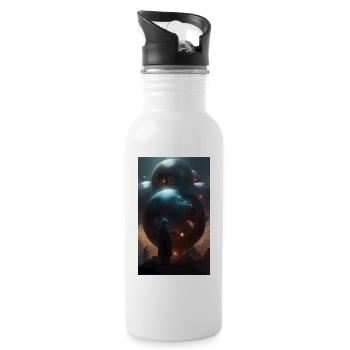 Mysterious wizard of shapes & spheres - Water bottle with straw - white - Right