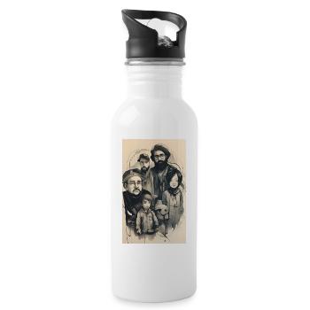 Group family ink portrait - Water bottle with straw - white - Right