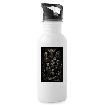Bleak & spiritual Forest Fantasy family - Water bottle with straw - white - Right