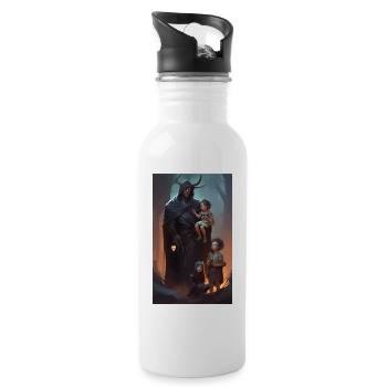 Scène de père de garde de fantaisie médiévale - Gourde avec paille intégrée - blanc - Droite