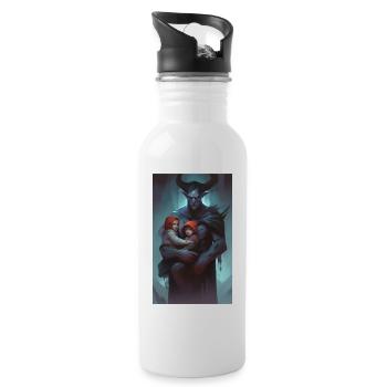 dark monster child guardian - Water bottle with straw - white - Right