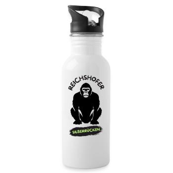 Reichshofer Silberrücken schwarz - Trinkflasche mit integriertem Trinkhalm - Weiß - Rechts