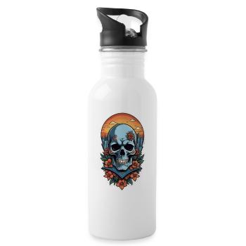 Bones and Botany skull - Water bottle with straw - white - Right