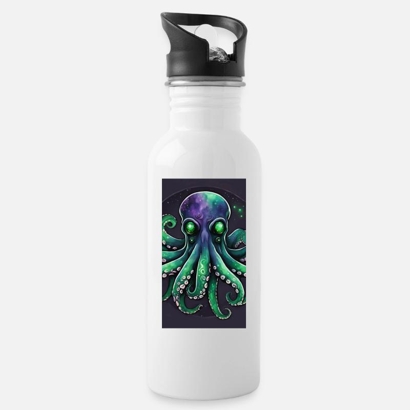 Octopus cosmique émeraude - Gourde avec paille intégrée - blanc