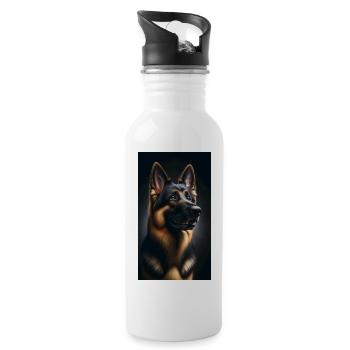 Dog German Shepherd - Water bottle with straw - white - Right