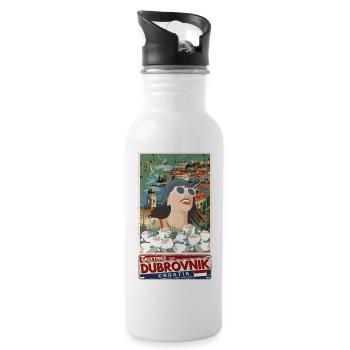 Croatia Croatia Hrvatska travel summer dubrovnik - Water bottle with straw - white - Right