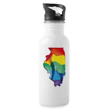 Illinois (USA) | echte Flagge | LGBTQIA+ - Trinkflasche mit integriertem Trinkhalm - Weiß - Rechts