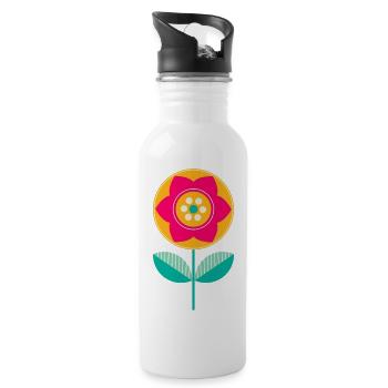 Cute Colorful Flower - Water bottle with straw - white - Right