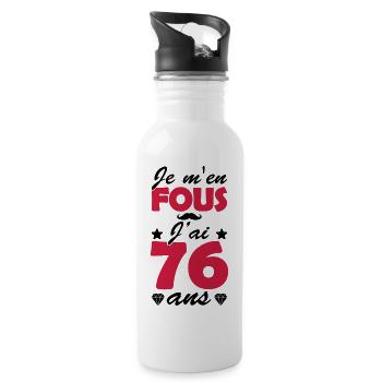 jai 76 ans / cadeau 76 ans / anniversaire 76 ans - Gourde avec paille intégrée - blanc - Droite