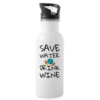 Save Water, Drink Wine - Water bottle with straw - white - Right